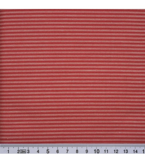 Tissu coton grande largeur ligné rouge