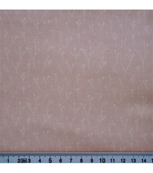 Tissu coton avec petites branches blanches