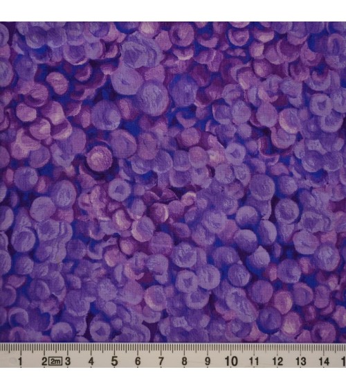 Tissu coton avec grappes de raisins en violet clair