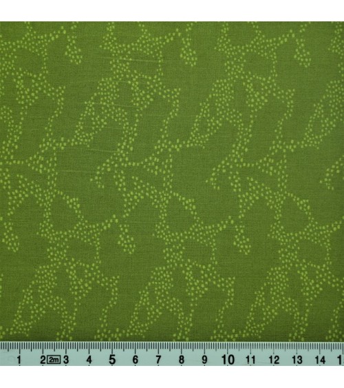 Tissu coton avec pois verts sur fond vert