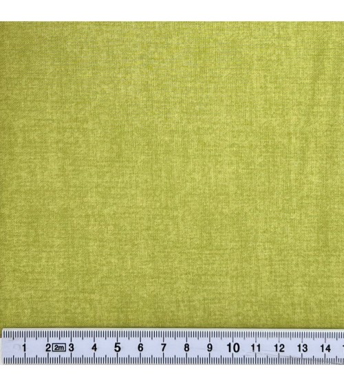 Tissu coton faux-uni effet lin coloris vert anis