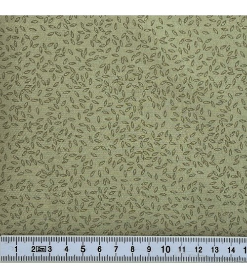 Tissu coton avec petites feuilles vertes