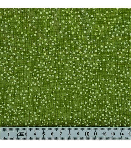 Tissu coton avec pois blancs sur quadrillage vert