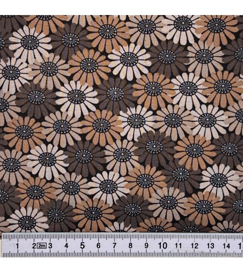 Tissu coton avec fleurs brunes