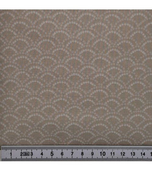 Tissu coton avec "éventails" sur fond beige naturel