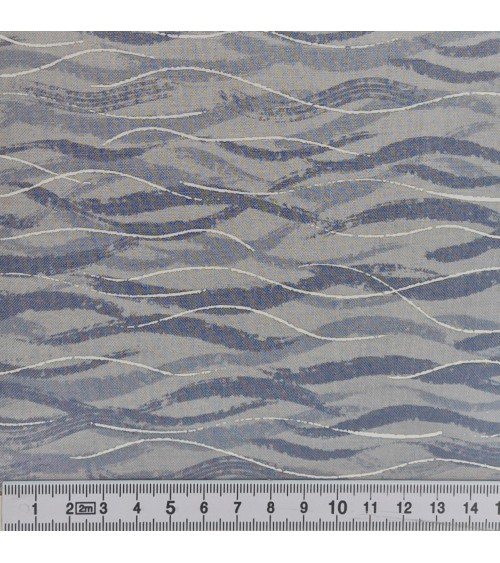 Tissu coton avec vagues grises