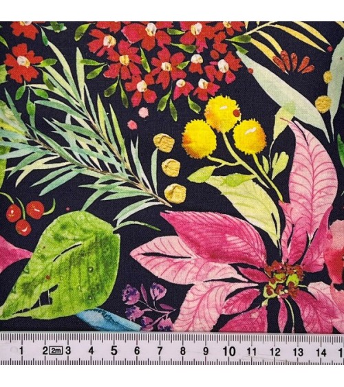 Tissu coton avec fleurs multicolores