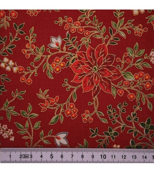 Tissu coton avec fleurs de Noël