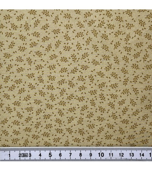 Tissu coton avec petites branches brunes