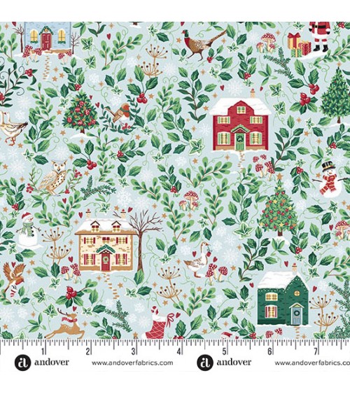 Tissu coton avec paysage de Noël