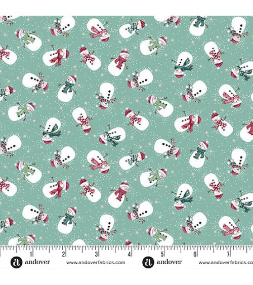 Tissu coton avec bonhommes de neige