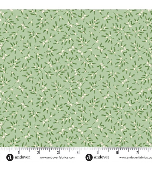 Tissu coton avec branches de gui