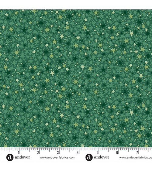 Tissu coton avec étoiles vertes