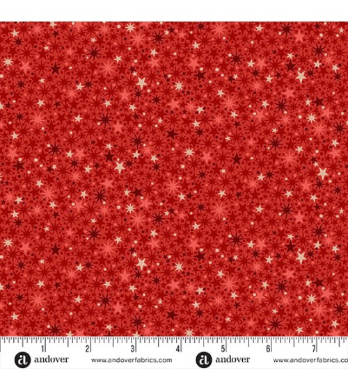 Tissu coton avec étoiles rouges