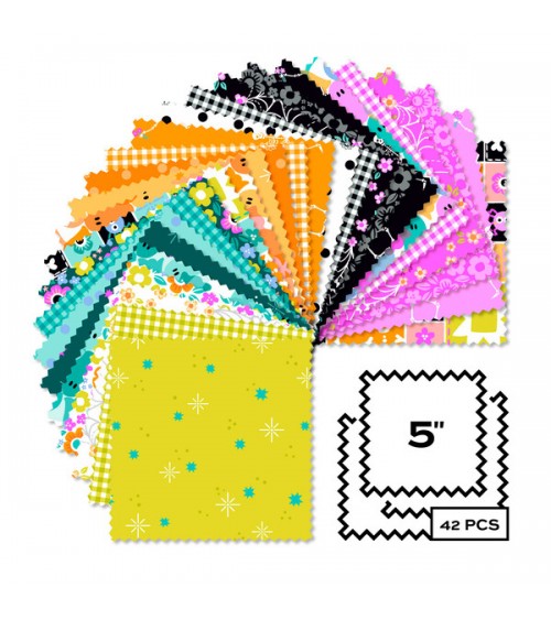 Charm pack de 42 carrés assortis Ghostly garden
