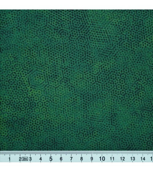 Tissu coton avec pointillés verts formant des hexagones